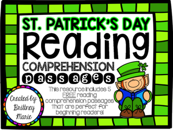 Preview of St. Patrick's Day Reading Comprehension Freebie
