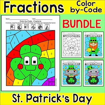 Preview of St. Patrick's Day Coloring Pages Fractions Activity - March Morning Work