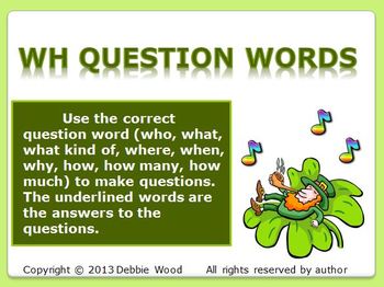 Preview of St. Patrick's Day Fun WH Questions Grammar