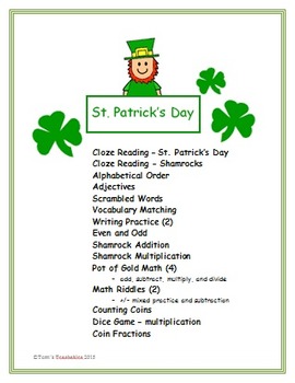 Preview of St. Patrick's Day Fun - reading, language arts, and math