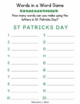 Preview of St. Patricks Day Game for Kids | Word in a Word Game | Boggle for Kids