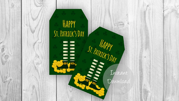 Preview of St. Patricks Day Gift Tag, Irish Gnome, St. Patrick Favor Tag, St. patrick Labes