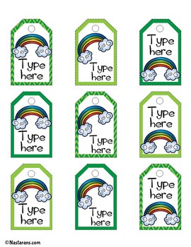 St Patricks Day Gift Tags Editable Labels Printable Shamrock Name Tags