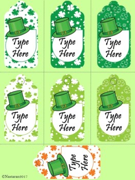 Preview of St Patricks Day Gift Tags Editable  Labels Printable Shamrock Name Tags