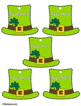 Preview of St Patricks Day Gift Tags Editable  Labels Printable Shamrock Name Tags