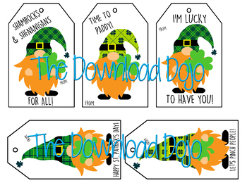 Preview of St Patricks Day Gift Tags, Instant Download, Printable