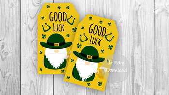 Preview of St. Patricks Day Gift Tags, St. Patrick Day Labels, Irish Gnome