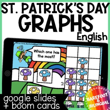 Preview of St Patricks Day Graphs Boom Cards ™ & Google Slides ™ | English Audio