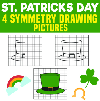 Preview of St Patricks Day Grid Drawing : Lines Of Symmetry / Finish The Picture Worksheets