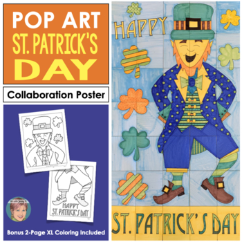 Preview of Pop Art Leprechaun Collaboration Door Poster | Great St. Patricks Day Activity