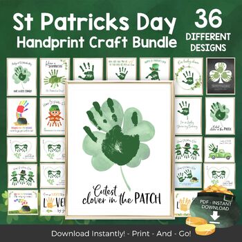 Preview of St Patricks Day Handprint Craft BUNDLE - Printable Handprint Art Ideas