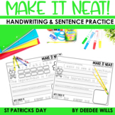 St Patricks Day Handwriting Practice Themed Handwriting an
