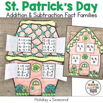 Preview of St Patricks Day House Fact Families Addition and Subtraction