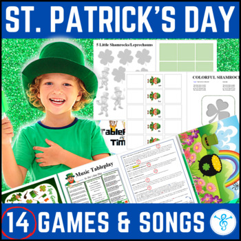 Preview of St Patricks Day Interactive Music Literacy Math Folder Game