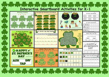 Preview of St. Patrick's Day Interactive Smartboard Activities and Printables for K-1
