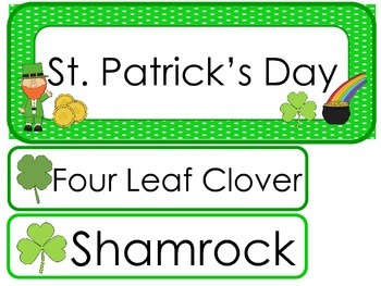 Preview of St. Patrick's Day  Word Wall Weekly Theme Bulletin Board Labels.