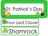 St. Patrick's Day  Word Wall Weekly Theme Bulletin Board Labels.