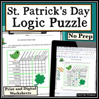 st patricks day logic puzzle for 4th grade by catch my products