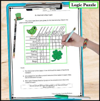 st patricks day logic puzzle for 4th grade by catch my