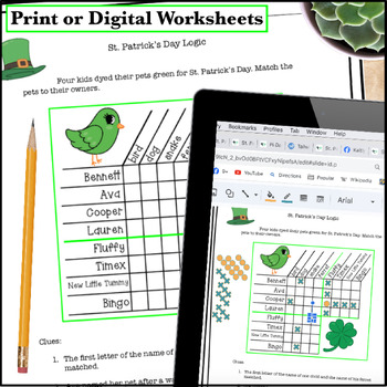 st patricks day logic puzzle for 4th grade by catch my