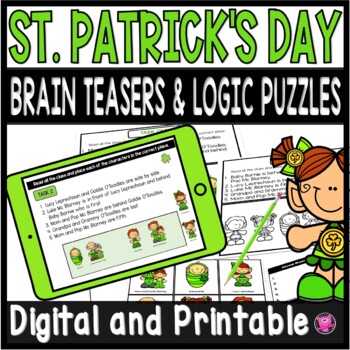 Preview of St Patricks Day Logic Puzzles - March Math Digital Enrichment Math Games