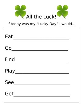 Preview of St. Patrick's Day  Lucky Creative Writing