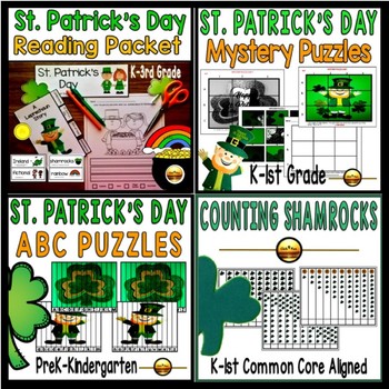 Preview of St Patricks Day March Reading and Math Centers Kindergarten First Grade