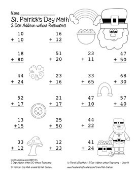 “St. Patrick’s Day Math” 2 Digit Addition No Regrouping Common Core ...