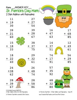 “St. Patrick’s Day Math” 2 Digit Addition With Regrouping - Common Core ...