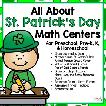 Preview of St Patricks Day Math Activities for Preschool & PreK - March Math Centers
