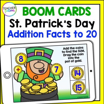 Preview of St. Patricks Day Math Boom Cards Addition to 20 {FREEBIE}