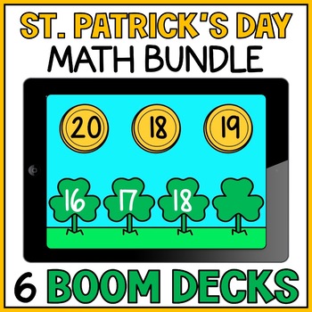 Preview of St Patricks Day Math Boom Cards | Sequencing Comparing Addition Subtraction
