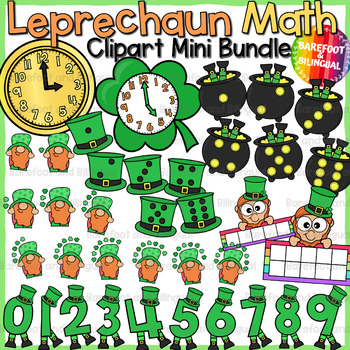 Preview of St Patricks Day Math Clipart | Leprechaun Math Manipulatives Clipart Mini Bundle