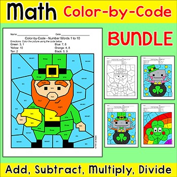 Preview of St. Patrick's Day Color by Number Hidden Pictures - March Activity