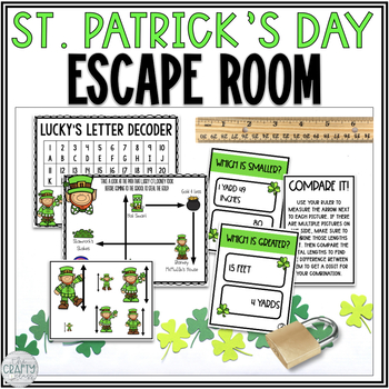 Preview of St Patricks Day Math Escape Room - 2nd Grade Math Game Measurement Activities