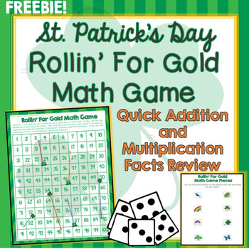 Preview of St. Patricks Day Math Game, Addition, Multiplication, 100s Chart, Freebie