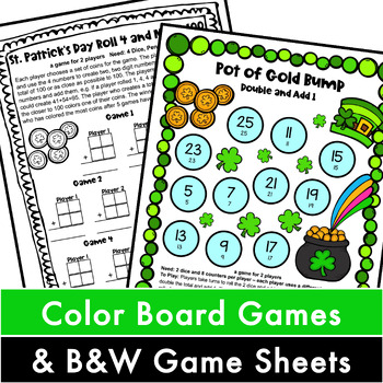 St. Patrick's Day Math Games Second Grade with Shamrocks, Leprechauns ...