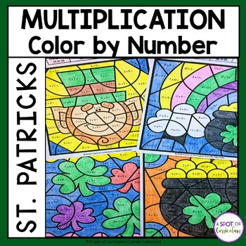 Preview of St. Patricks Day Math Multiplication Coloring Sheets - Color by Number