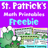 Free St. Patrick's Day Math Activities - Games and Puzzle Sheet