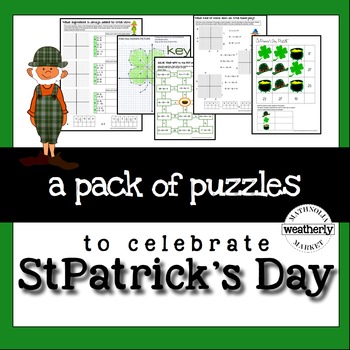 Preview of St Patricks Day Math Puzzles - algebra skills