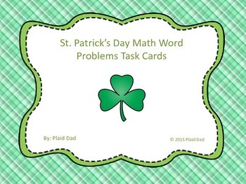 Preview of St. Patrick's Day Math Word Problems Task Cards
