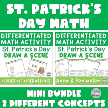 Preview of St Patricks Day Math Worksheets | Order of Operations and Area & Perimeter