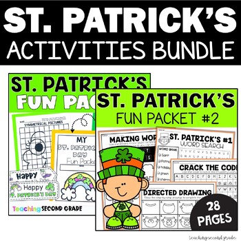 Preview of St. Patricks Day Math and ELA Activities Worksheets and Holiday Busy Work Pack
