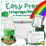St Patricks Day Math and Language No Prep March Worksheets