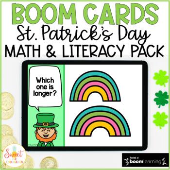 Preview of St Patricks Day Math and Literacy Boom Card™ Bundle
