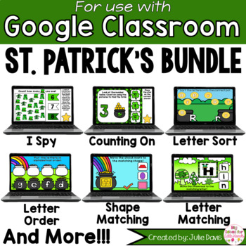 Preview of St Patricks Day Math and Phonics BUNDLE for Google Classroom