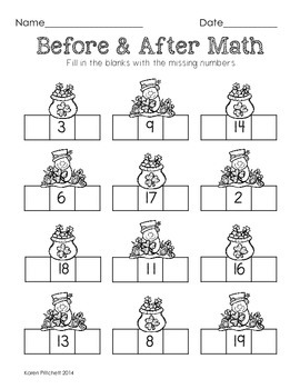 St Patrick's Day March Math - sequencing, missing number, tens frames