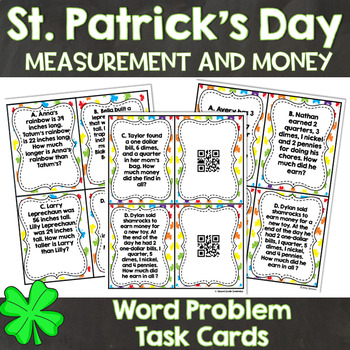 Preview of St Patricks Day Measurement and Money Word Problems |  2nd Grade |