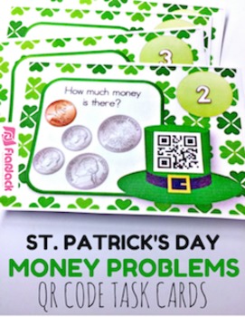 Preview of St. Patrick's Day Money QR Code Task Card Fun