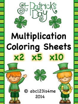 st patricks day multiplication coloring sheets x2 x5